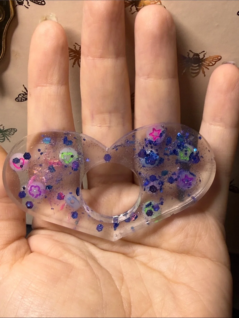 Clear Purple Glitter Heart Book Holder